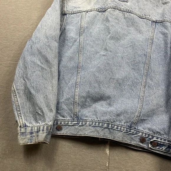 Levis Jacket Mens Medium* Denim Button Up Trucker Workwear Type 3 Blue Biker - Picture 6 of 11